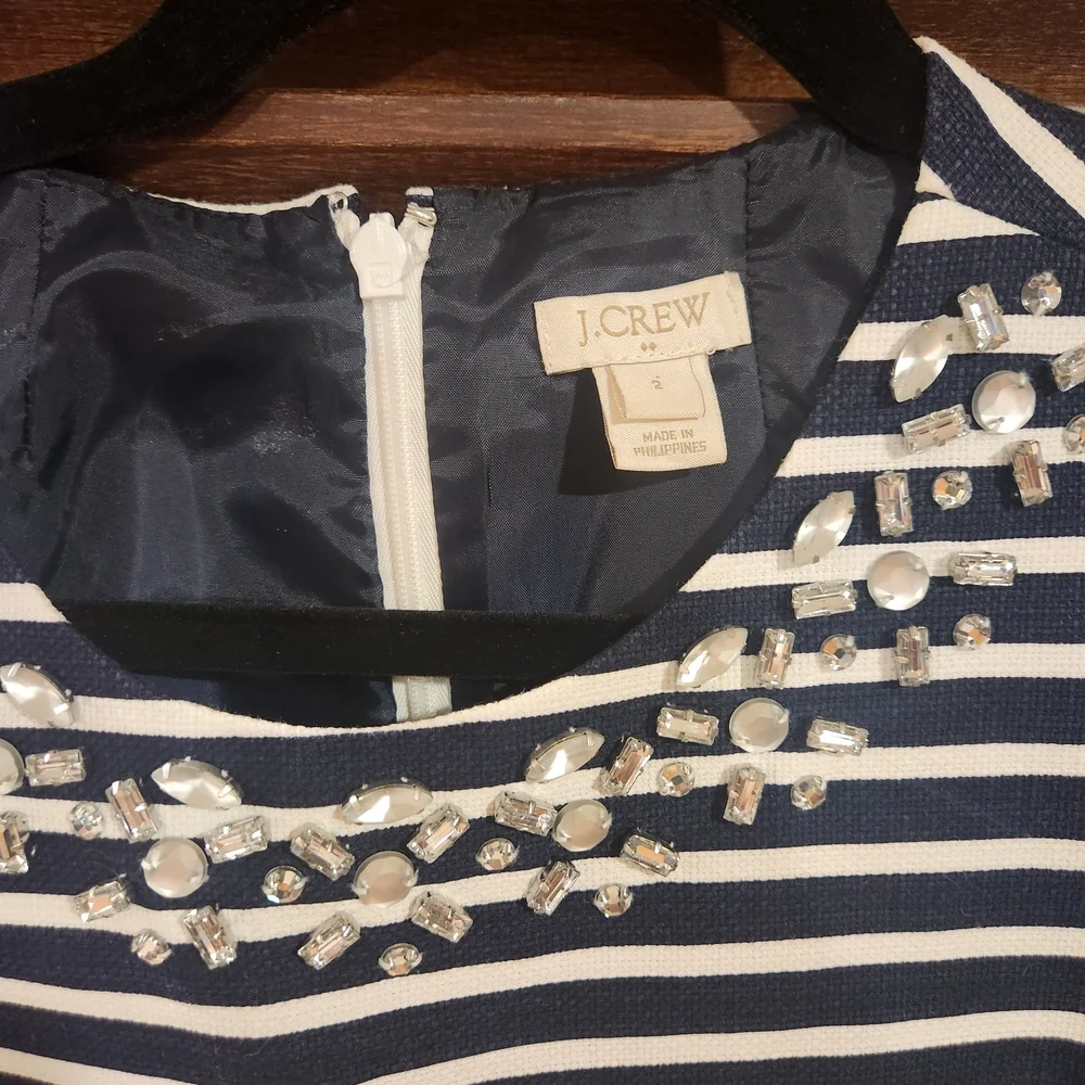 J. Crew Navy and White Striped Mini Dress